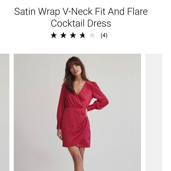 Satin Wrap V-neck Fit and Flare Cocktail Dress - Picture 3 of 6